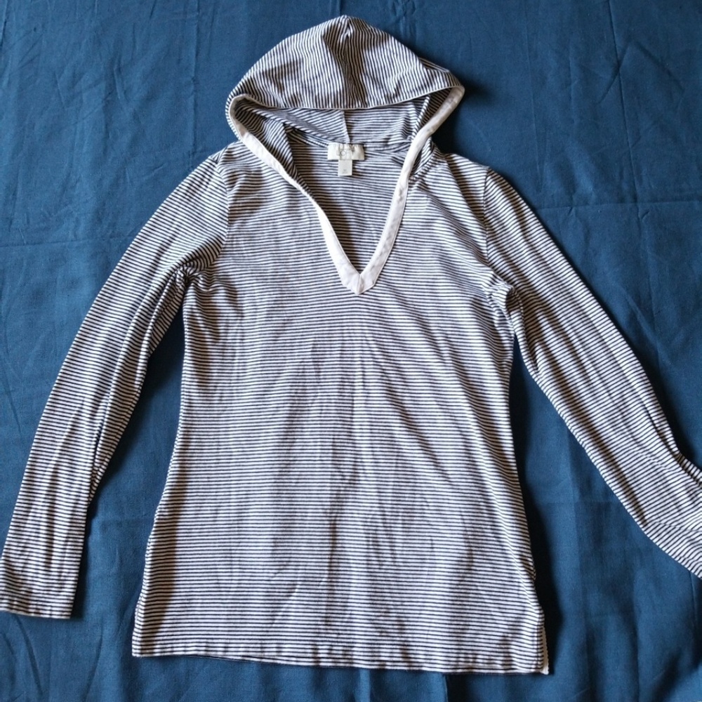 Ann Taylor LOFT striped hooded pullover